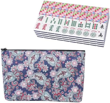 Acrylic tiles with colorful prints and dark blue bag
