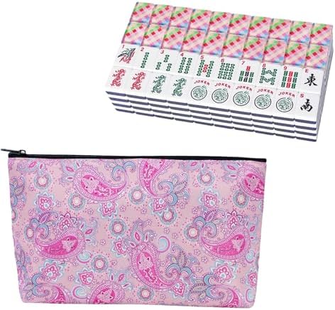 Acrylic tiles with colorful prints and pink printed bag