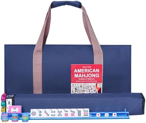 American mahjong set, 166 white tiles with blue carrying bag