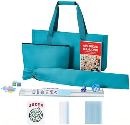 American mahjong set, blue tiles, blue carrying bag