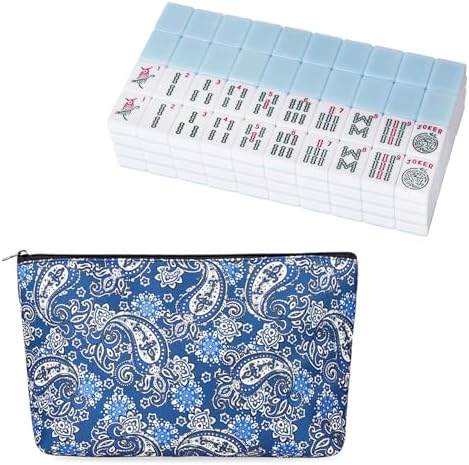 American mahjong tiles, blue, with blue printed bag