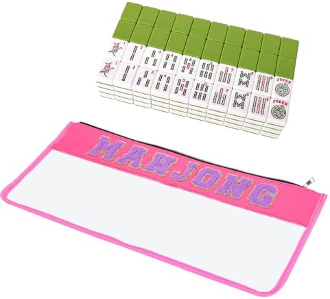 American mahjong tiles, green, with carrying case