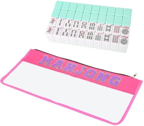 American mahjong tiles, light green, with carrying case