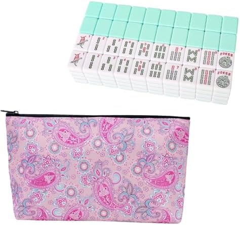 American mahjong tiles, light green, with soft printed bag