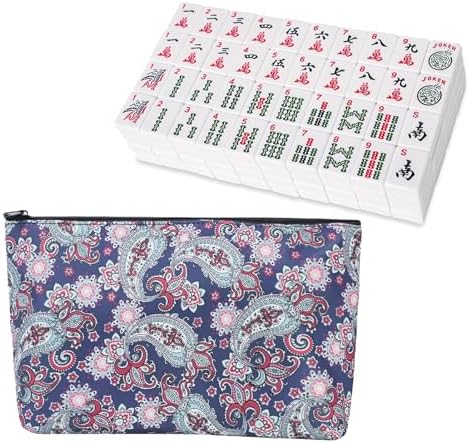 American mahjong tiles, white, with dark blue bag
