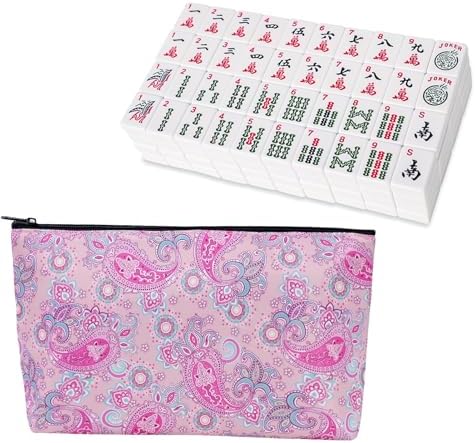 American mahjong tiles, white, with soft printed bag