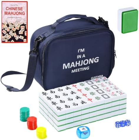 Chinese mahjong set, 144 large green tiles with blue bag