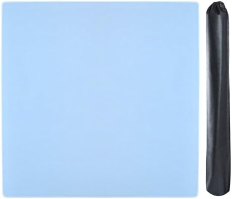 Mahjong mat with black carrying bag, light blue, 31.5 inches